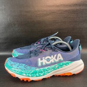 Hoka Speedgoat 6 Womens 8.5 Blue Teal Orange Hiking Trail Running Vibram Shoes